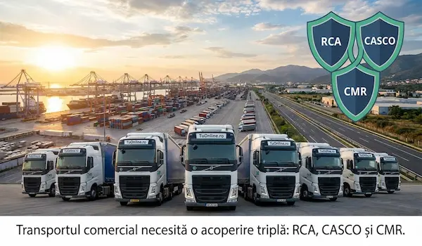 Camion TIR pe autostradă protejat de asigurare RCA și CMR