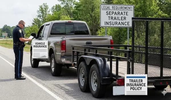 Semiremorcă TIR pe autostradă cu polița RCA separată de tractorul cap