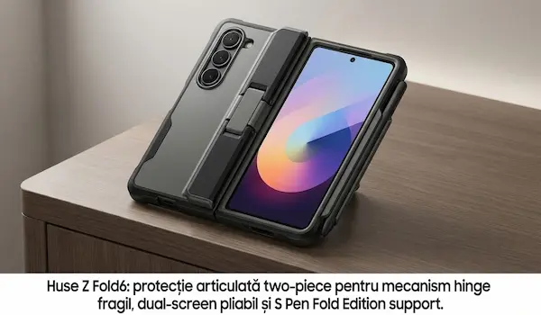 Samsung Galaxy Z Fold6 cu husă articulată two-piece protejând mecanism hinge și ecran dual-screen 7.6 inch pliabil UTG